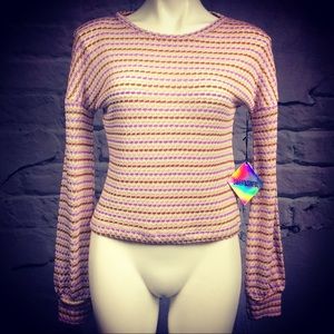 Sweet & Sinful crocheted violet cream sweater Med
